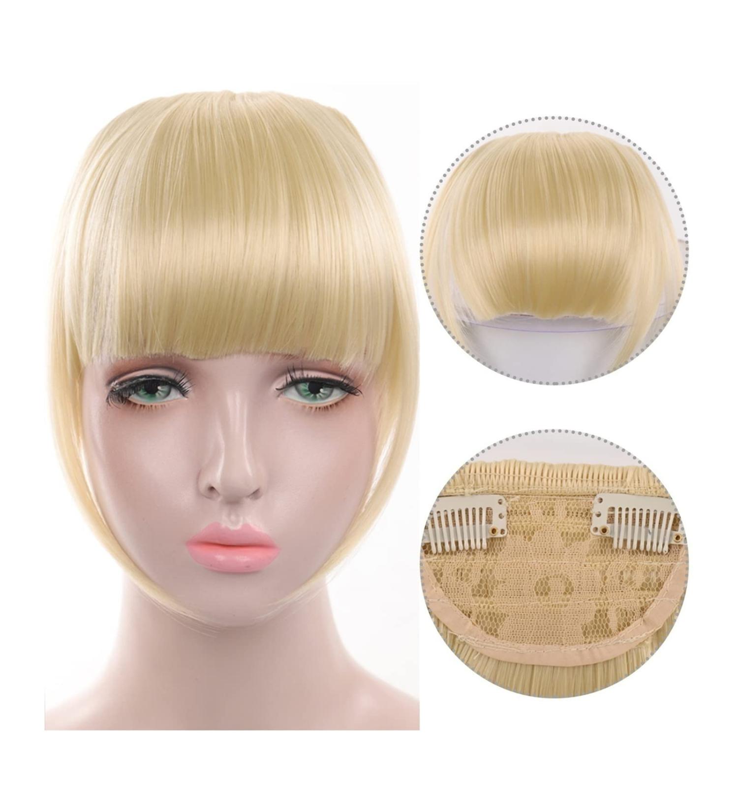 Bangs Hair Clip Clip in Hair Bangs Extension Hairpiece Synthetic French Bangs Neat Bangs with Temples Clip on Fringe Bangs Soft Natural Fake Hair Bangs for Women Bangs Clip in Hair (Color : 613 Siz 10 inch 613 - Buy Online on GoSupps.com