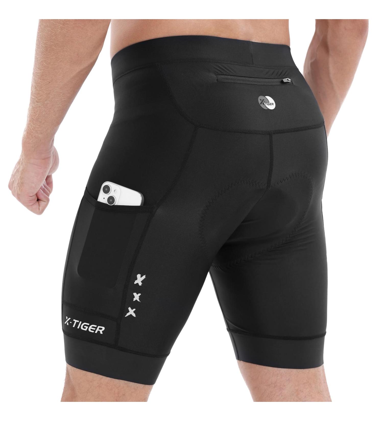 X-Tiger Men's 5D Padded Bicycle Shorts - Elastic Breathable Fast-Drying with 3 Pockets | XL Size Perfect for Cyclists - Buy Online on GoSupps.com