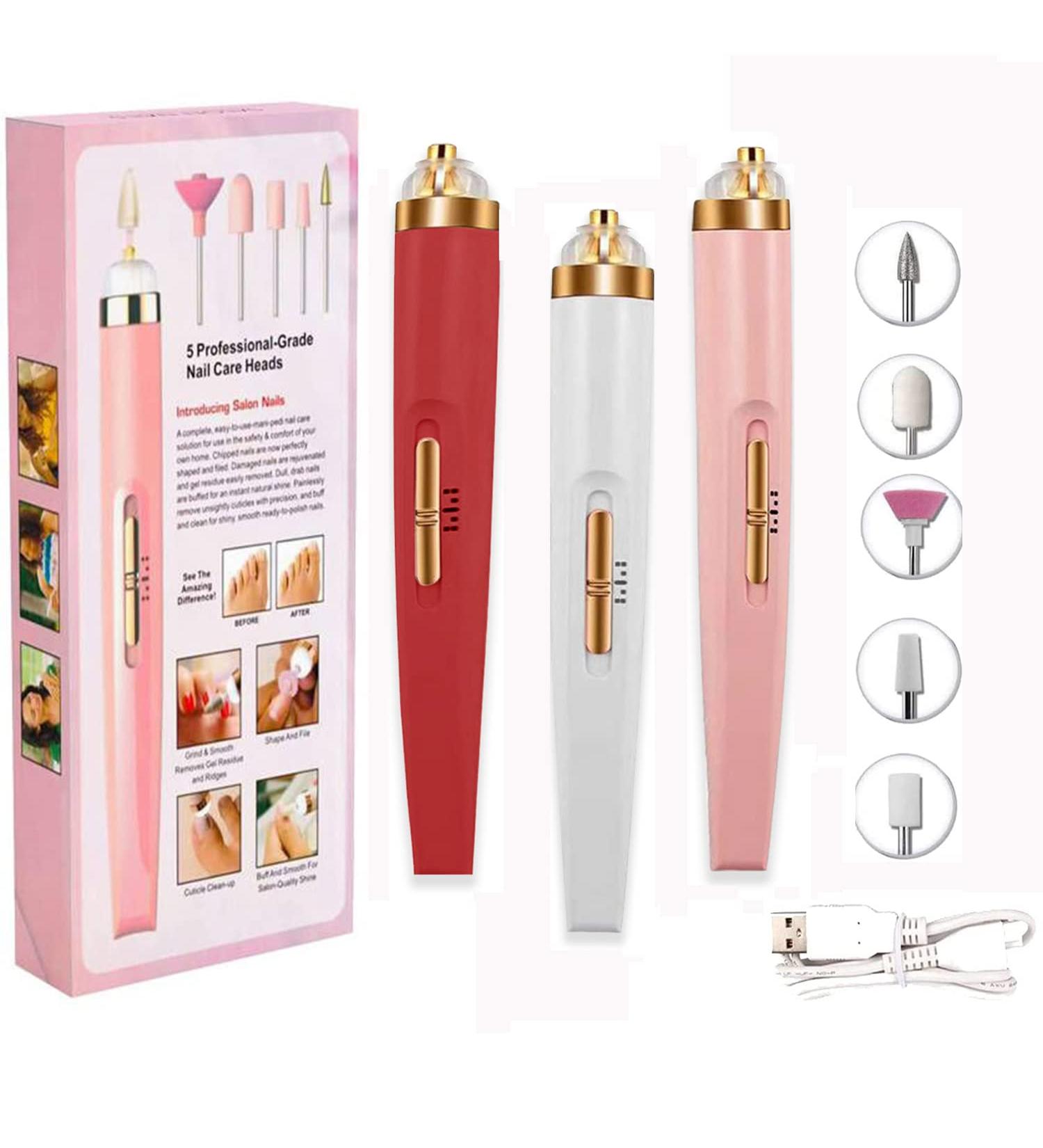 Electric Nail File Nail Files Professional Adjustable Speed Portable Electric Manicure Pedicure Kit 5 in 1 Nail Drill Electric File USB for Acrylic Nails Gel Nails (red ) - Buy Online on GoSupps.com