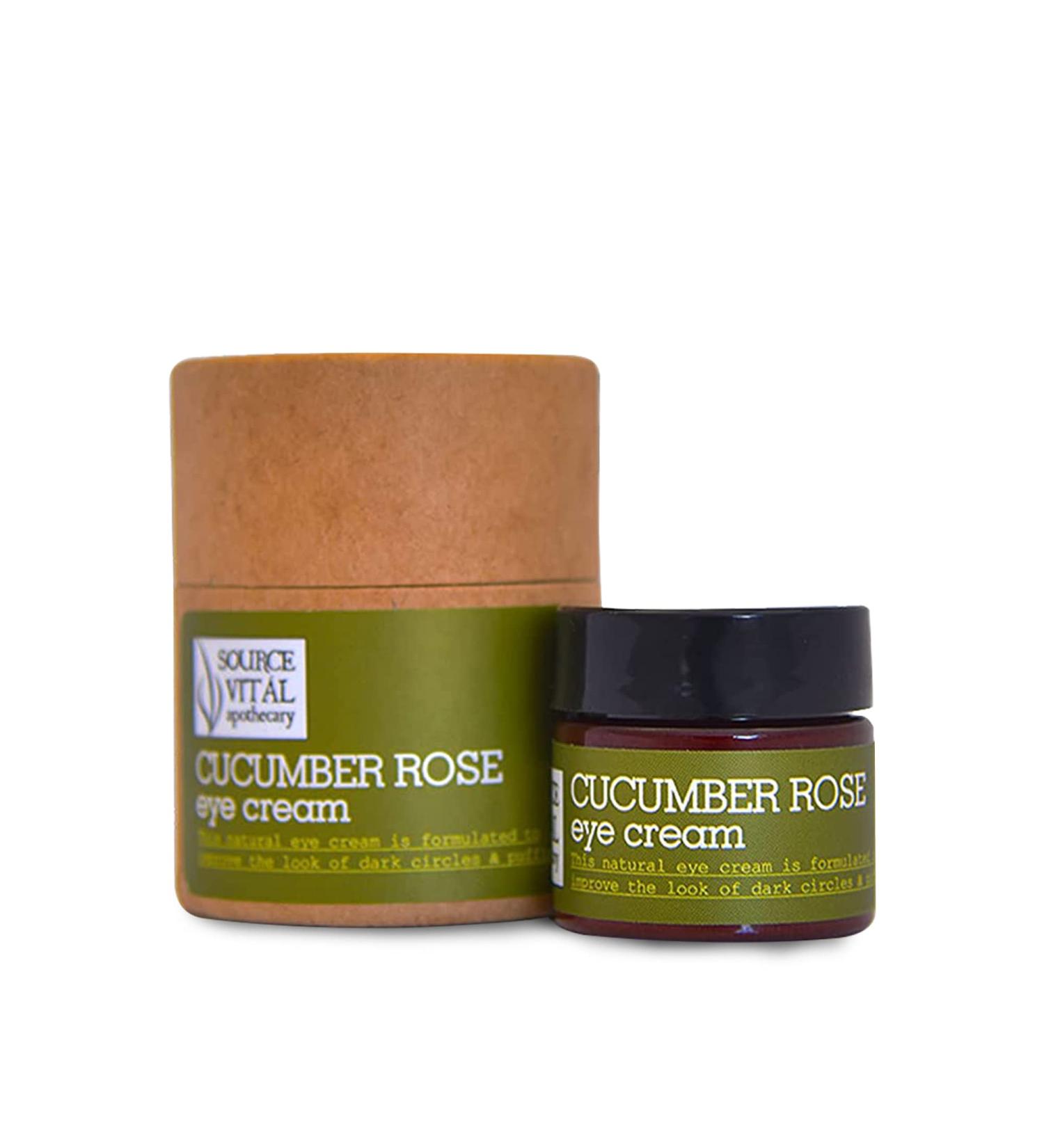 Cucumber Rose Eye Cream by Source Vit Apothecary | All-Natural & Hydrating | Targets Wrinkles, Puffiness, Dark Circles | 0.63 Oz - Buy Online on GoSupps.com
