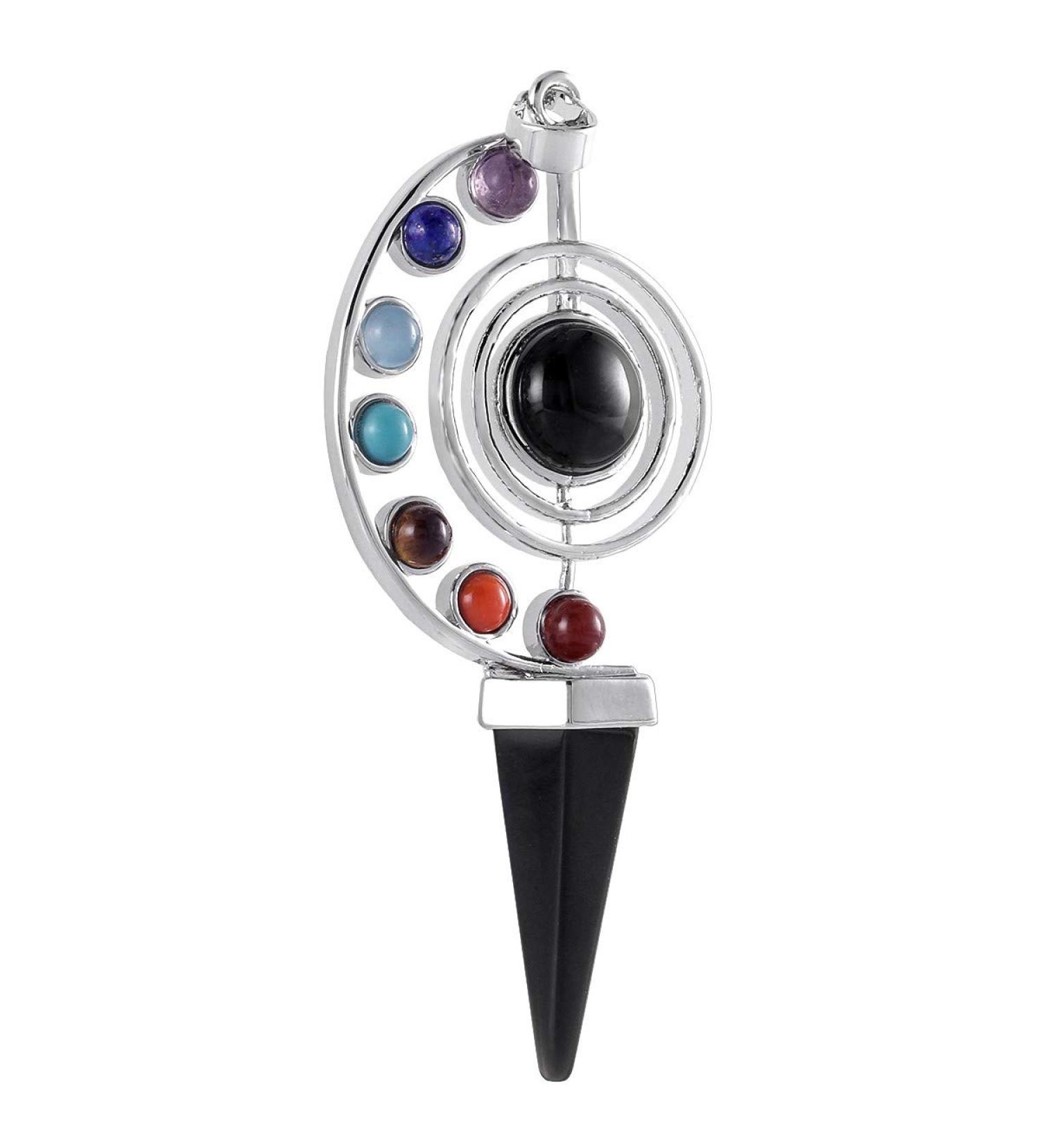 Kyeygwo 7 Chakras Hexagonal Crystal Pendant Necklace for Men & Women - Healing Obsidian Gemstone Jewelry - Buy Online on GoSupps.com