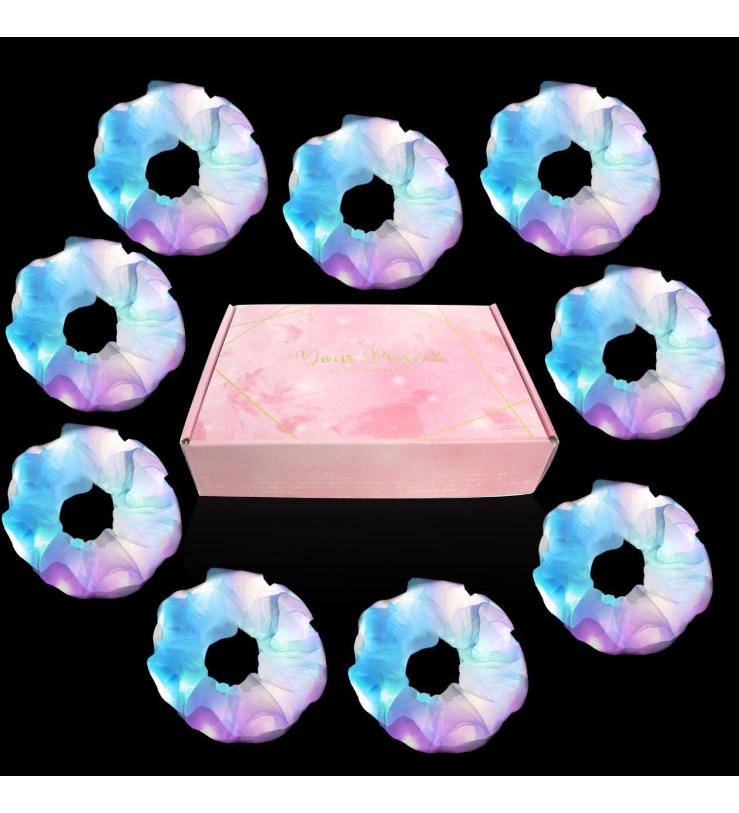 9 Pcs Light Up White Scrunchies | Halloween LED Hair Tie with 3 Light Modes | Glow in the Dark Hair Accessories for Girls | Neon Rave Party Supplies - Buy Online on GoSupps.com