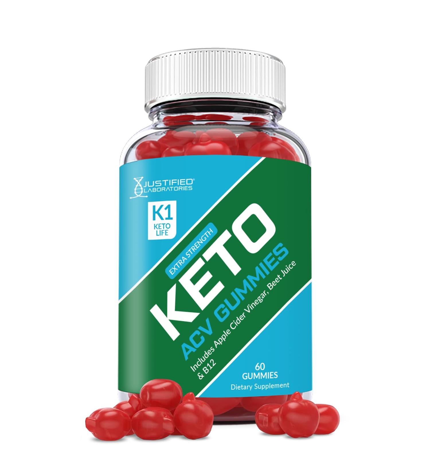 Justified Laboratories K1 Keto Life ACV Gummies 1000MG with Pomegranate Juice, Beet Root, B12 - 60 Gummys - Buy Online on GoSupps.com