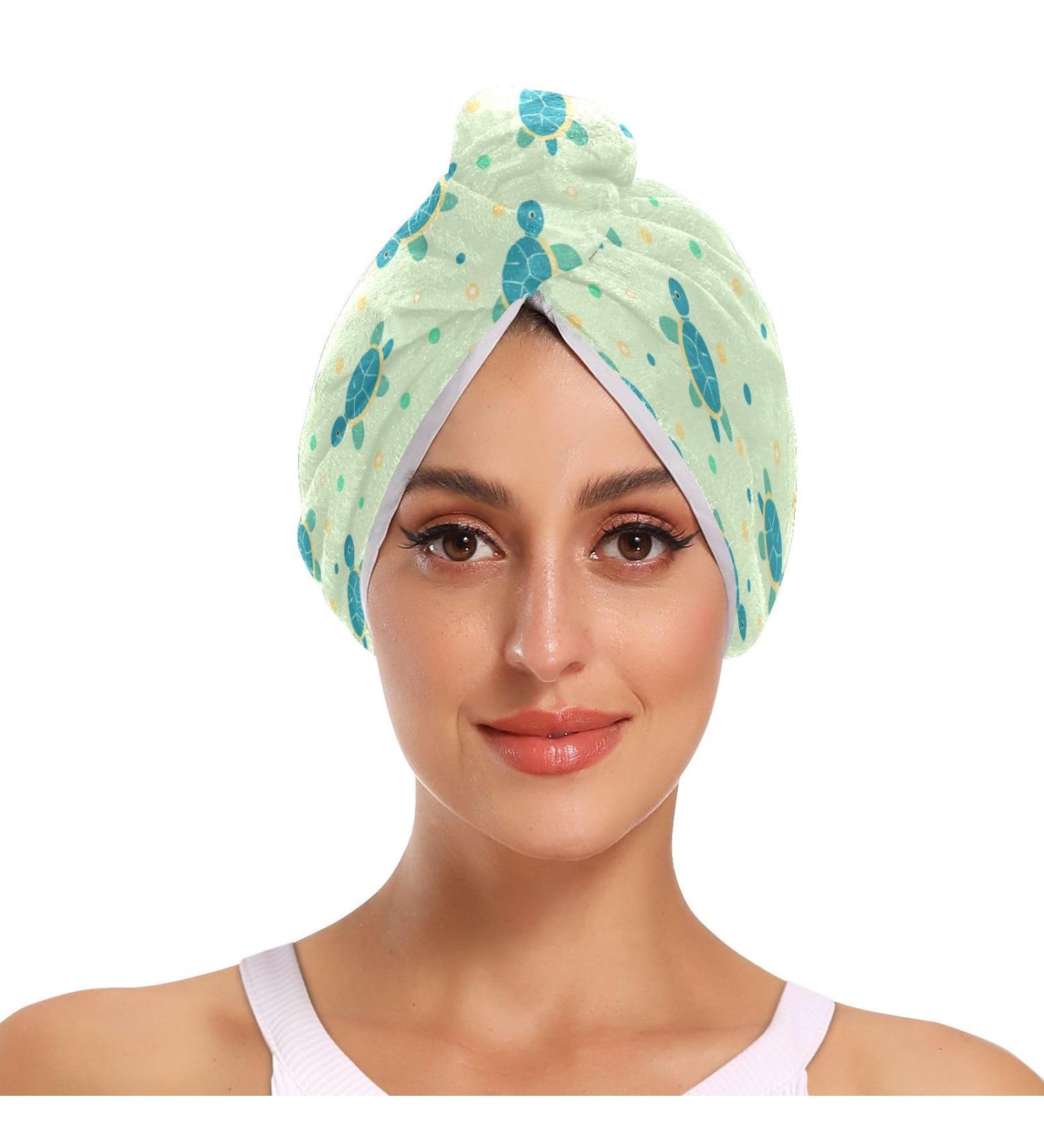 Little Blue Turtle Hair Towel 2 Pack | Super Absorbent Quick Dry Hair Turbans for Women & Girls - Perfect Hair Drying Solution - Buy Online on GoSupps.com