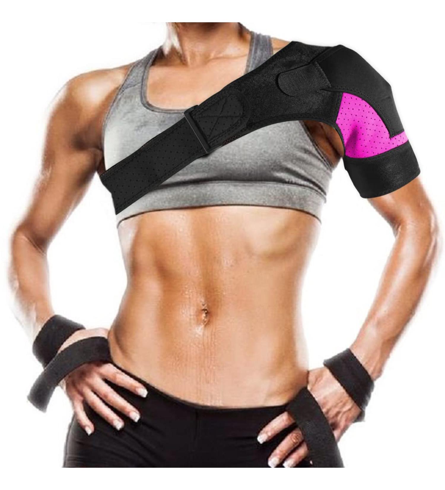 BomnKa Adjustable Shoulder Brace - Relief for Shoulder Injuries - for Women and Men - Fits Both Shoulders - Rose - Buy Online on GoSupps.com