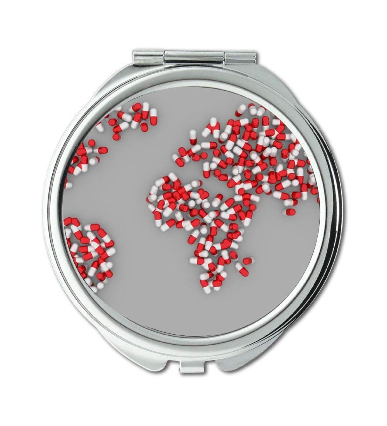 Mirror in Office Products World Map Pill Earth Healthcare Pharmaceuticals makeup mirrors pocket mirror portable mirror - Buy Online on GoSupps.com