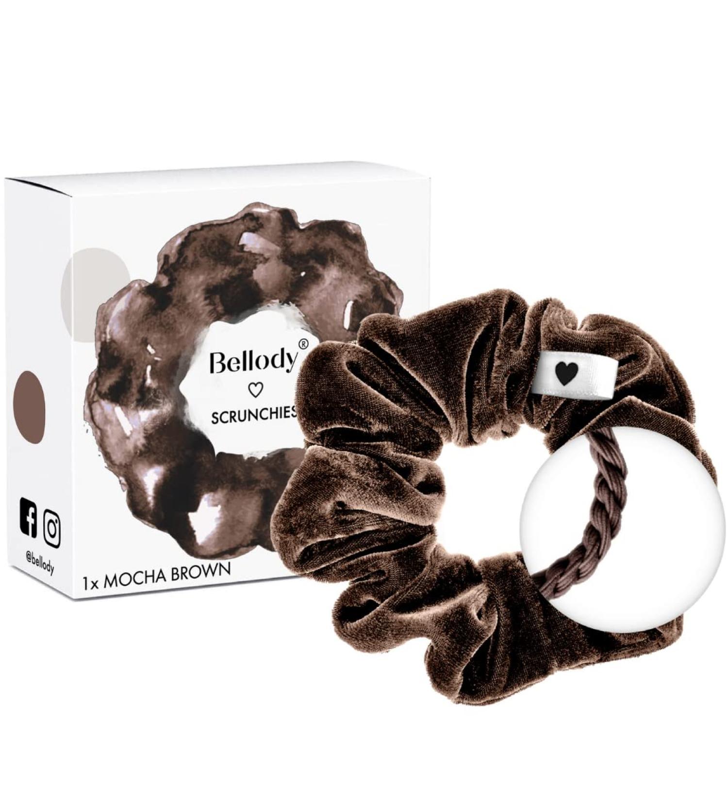 Bellody Velvet Scrunchies - Mocha Brown Hair Tie | Soft Strong Hold & Exclusive Colors - Perfect for All Hairstyles - Buy Online on GoSupps.com