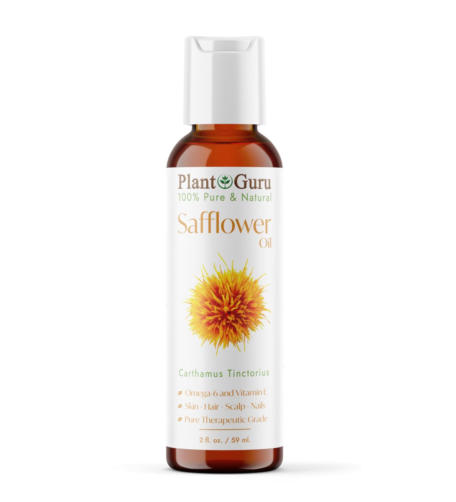 Safflower Oil 2 oz Cold Pressed 100% Pure Natural Carrier - Skin Body And Face. Great For Moisturizing Creams Lotions Scalp Treatments and Lip Balms