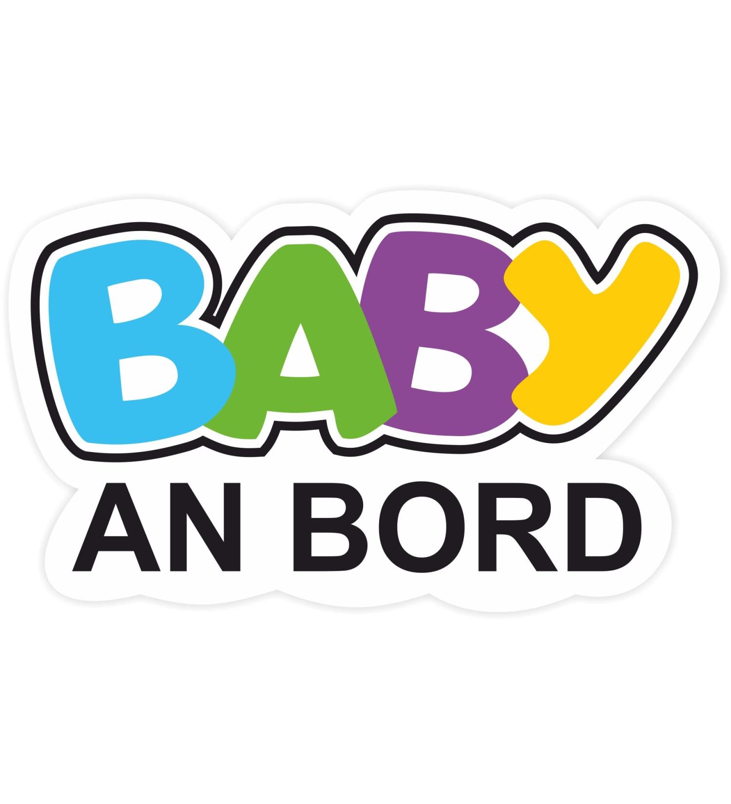 Baby on board sticker - White background - 150 x 90 mm - Premium sticker with protective laminate