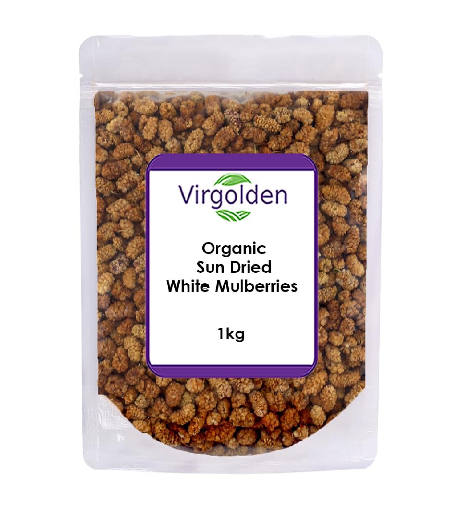 Organic Sun Dried White Mulberries 1kg by Virgolden Organic - Buy Online on GoSupps.com