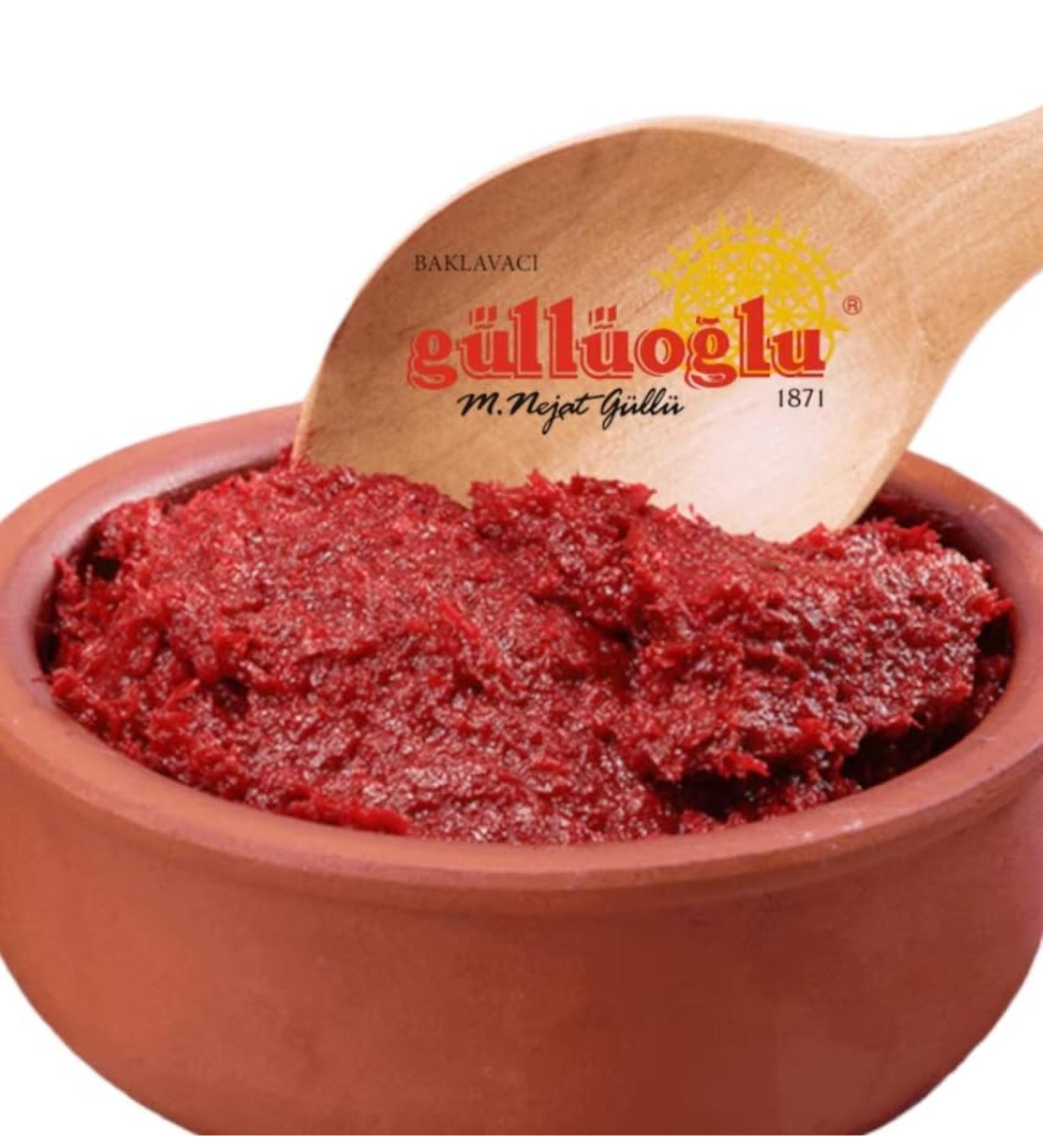 Gulluoglu Hot Red Pepper Paste 250 gr (Pack of 1) daily fresh shipment from Gulluoglu Shop at the Spice Bazaar in Istanbul - Buy Online on GoSupps.com