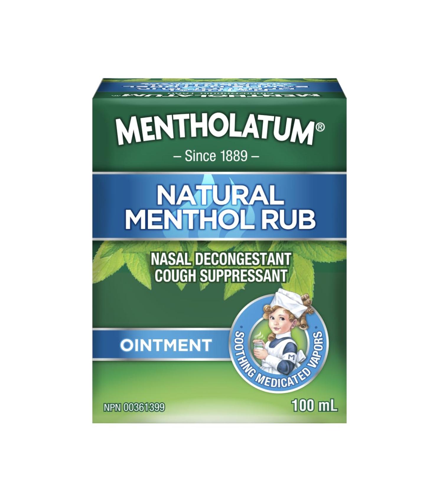 Mentholatum Natural Menthol Rub Ointment Vapourizing Rub Cough Suppressant & Nasal Decongestant 100ml - Buy Online on GoSupps.com