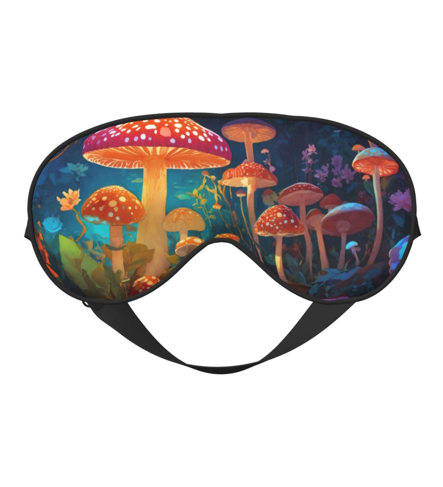 Mushroom Print Unisex Sleeping Eye Mask | Soft Light-Blocking Comfort for Restful Sleep - Buy Online on GoSupps.com