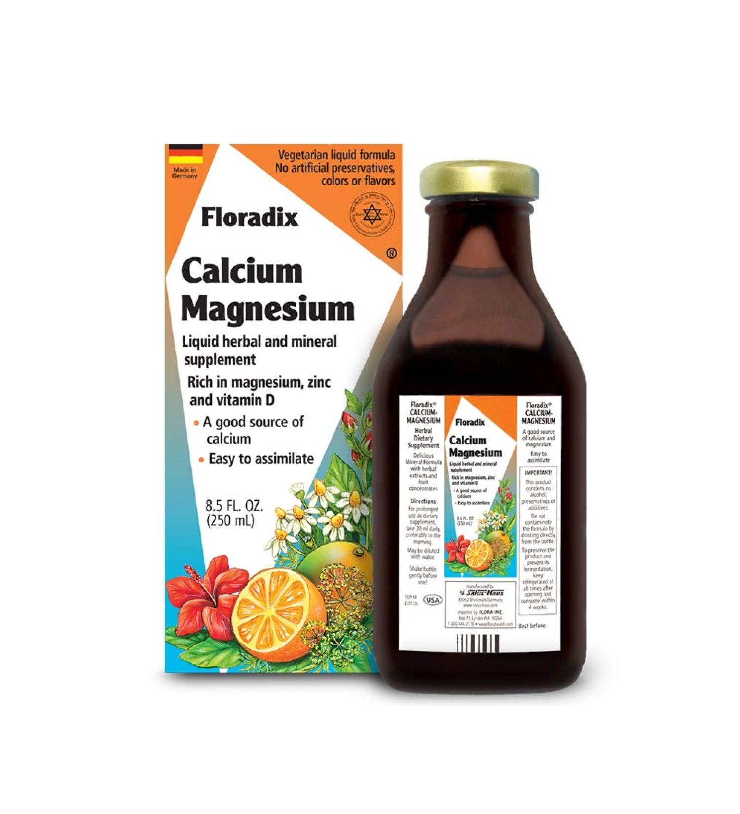 Flora Floradix Calcium Magnesium Liquid Supplement 8.5 fl oz - Herbal Mineral Boost - Buy Online on GoSupps.com