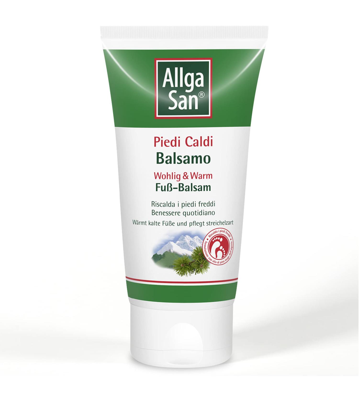 Allga San Warm Foot Balm 75ml Warming Cream with Mugo Pine Oil Ginger & Gentian | Moisturizing Foot Care for Dry Skin - Buy Online on GoSupps.com