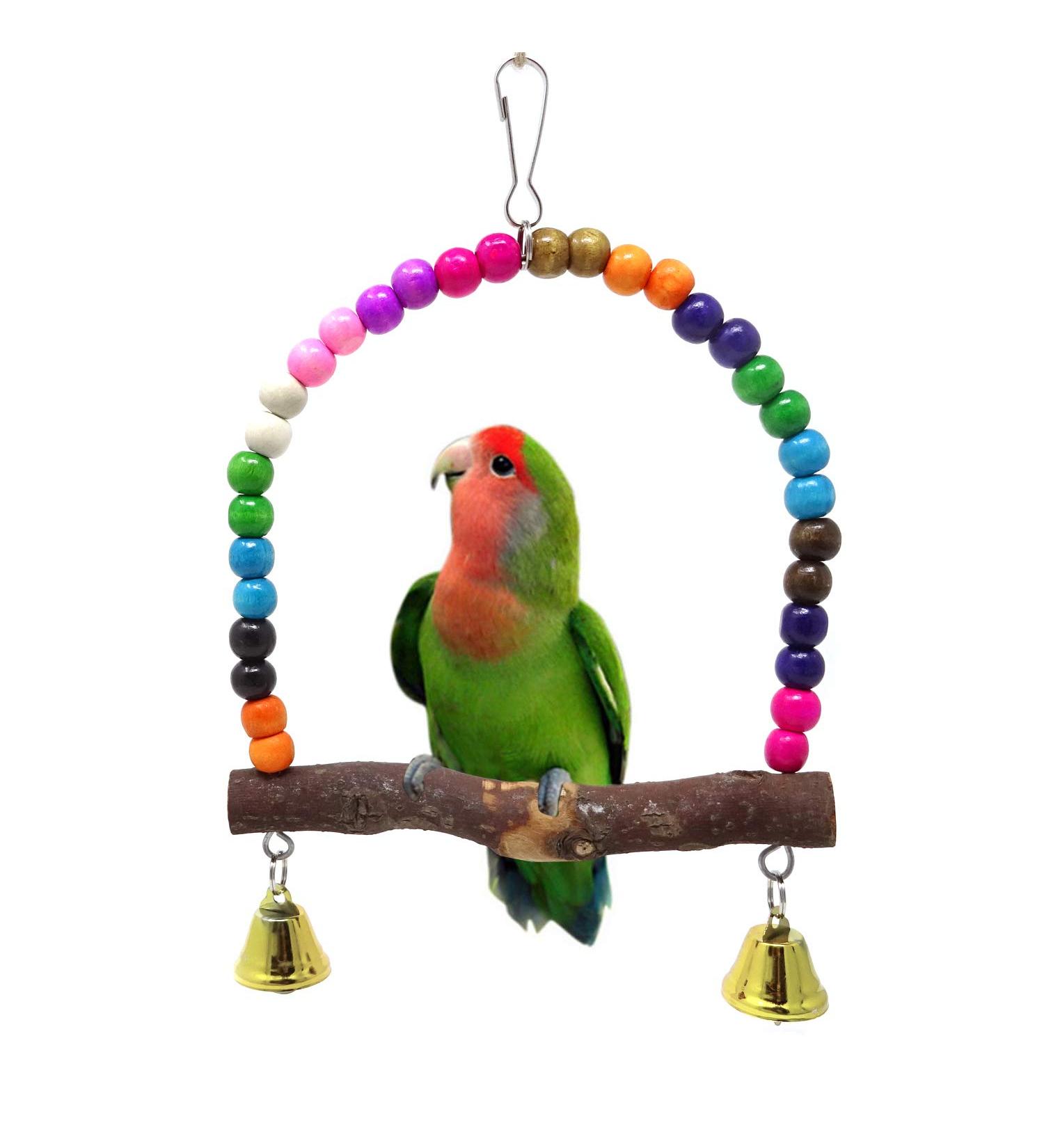 HONBAY Wooden Bird Swing Perch Toy for Small Birds - Parrot Hanging Toy - Buy Online on GoSupps.com