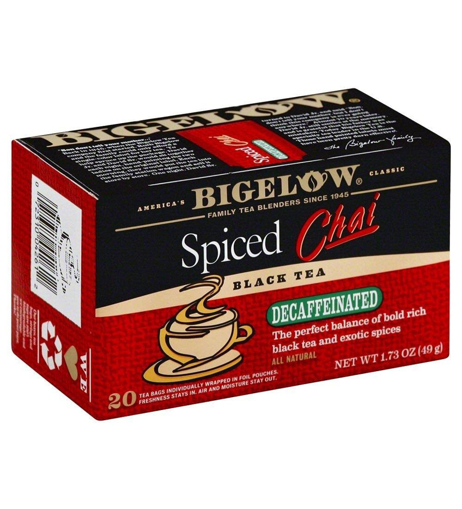 Bigelow Decaf Spiced Chai Tea Bags 20 ct