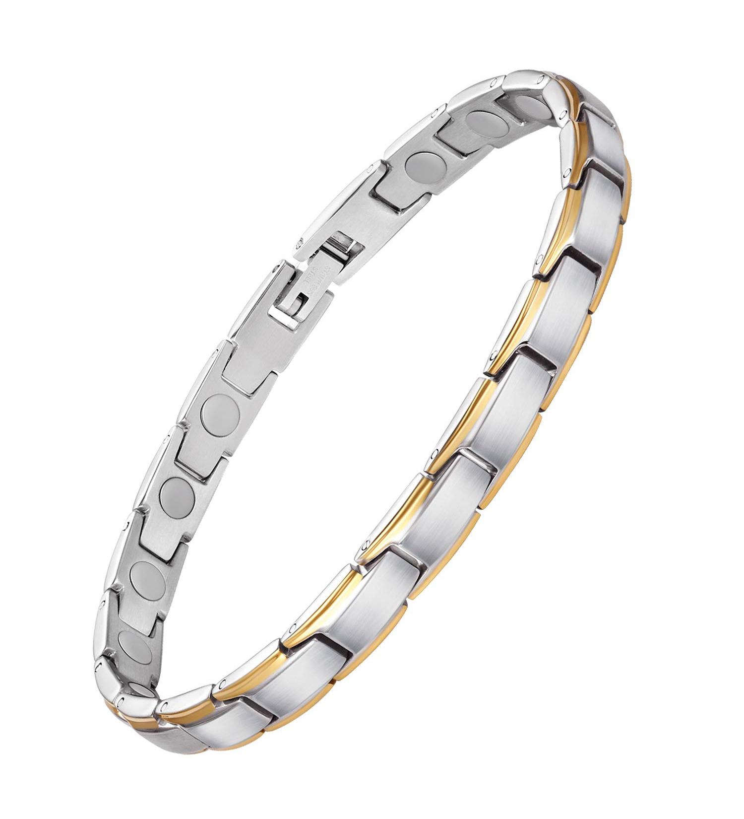 Shop Jeracol Titanstahl Magnetic Hard Band for Women 3500 Gauss Adjustable Magnetic Bracelet with Distance Tools | Silver & Gold Jewelry - Buy Online on GoSupps.com