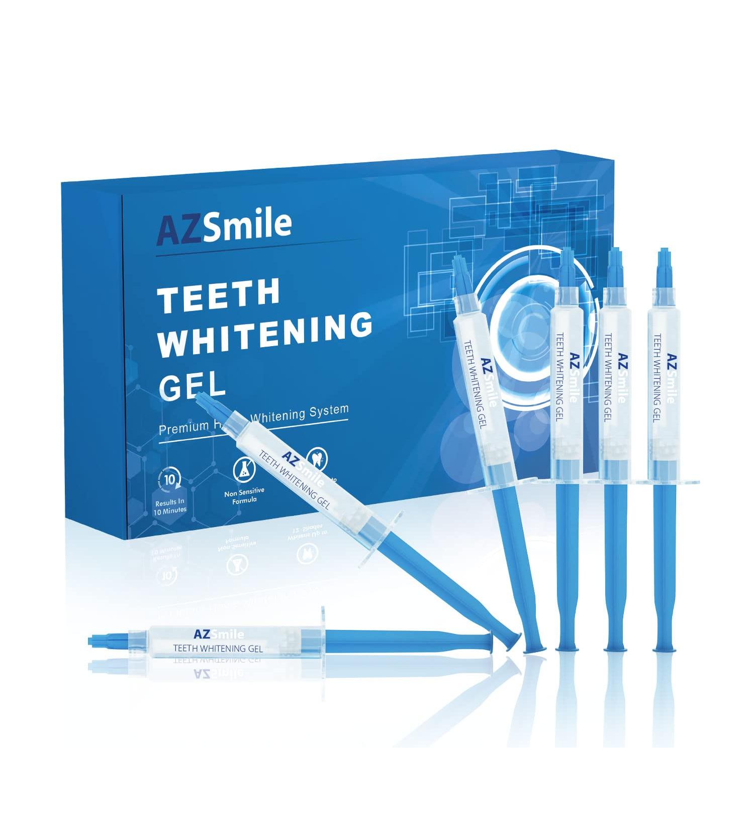 AZ Smile Teeth Whitening Gel Refill - 6 No-Sensitive Syringes, Peroxide-Free Whitener for Fast 10-Minute Results with LED Light - Buy Online on GoSupps.com