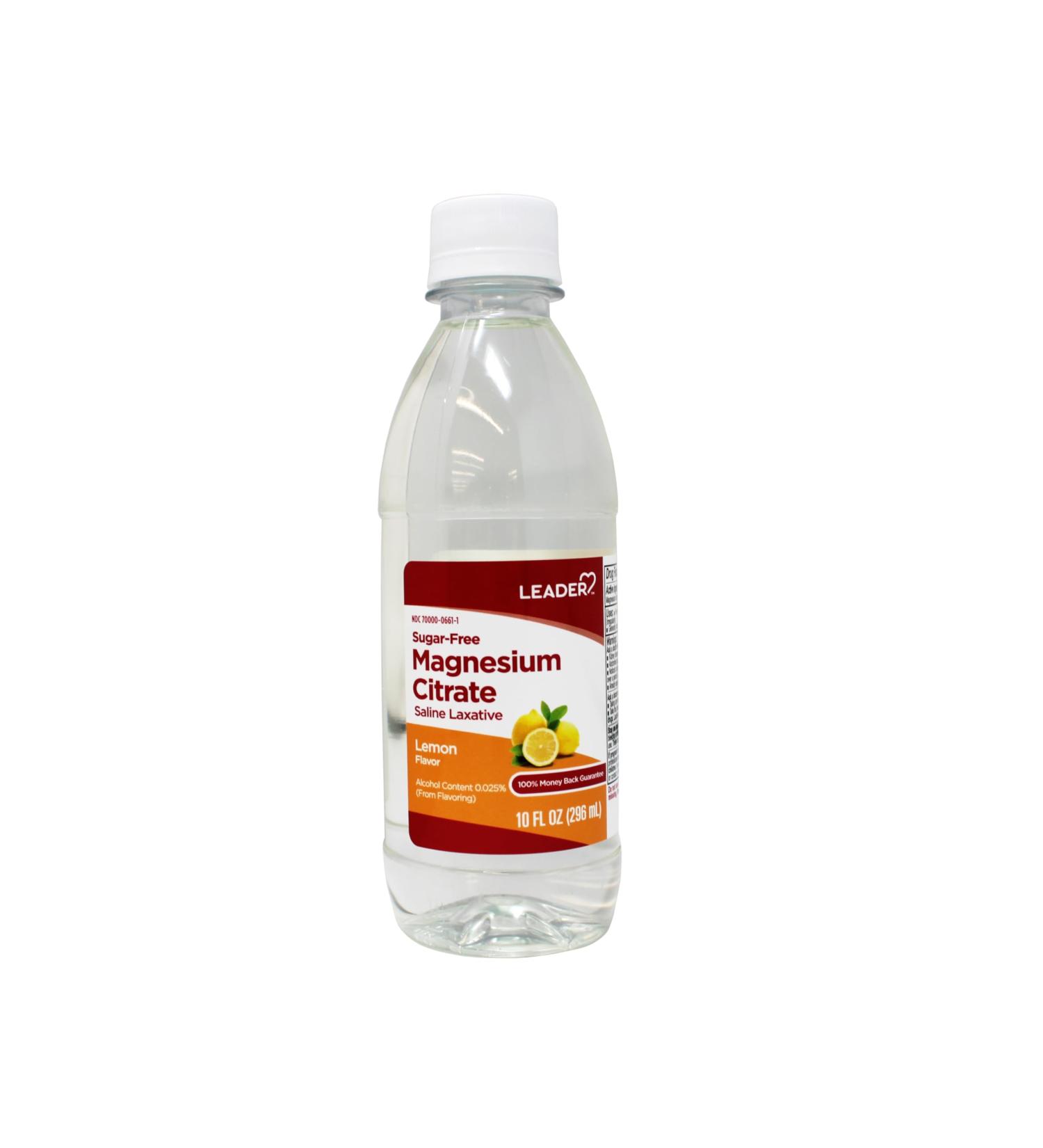 Leader Magnesium Citrate Saline Laxative Sugar-Free Lemon Flavor 10 FL OZ - Buy Online on GoSupps.com