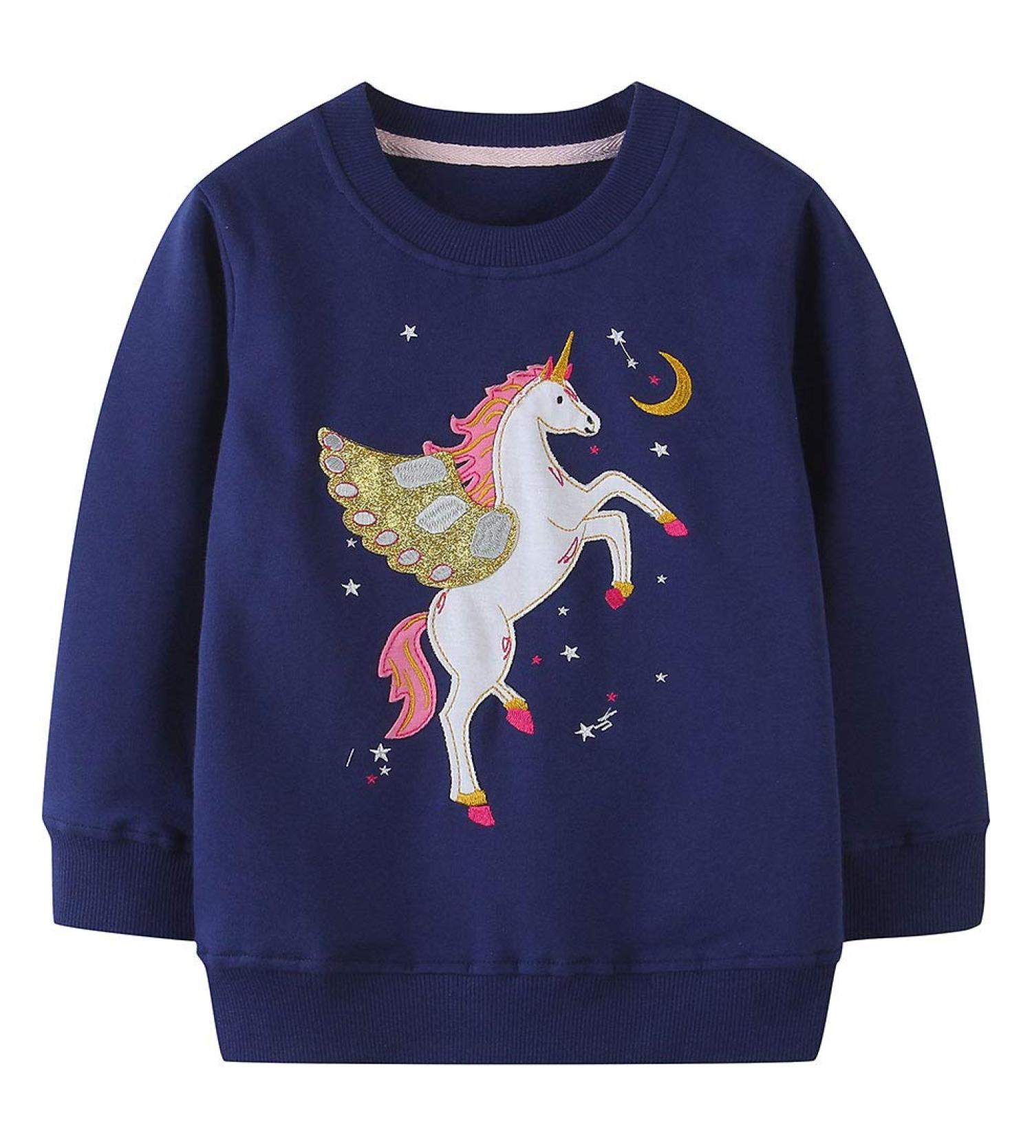 Girls Cotton Sweatshirt - Long Sleeve Casual Jumper for Toddlers, Ages 1-12 (4-5 Years, Blue) - Buy Online on GoSupps.com