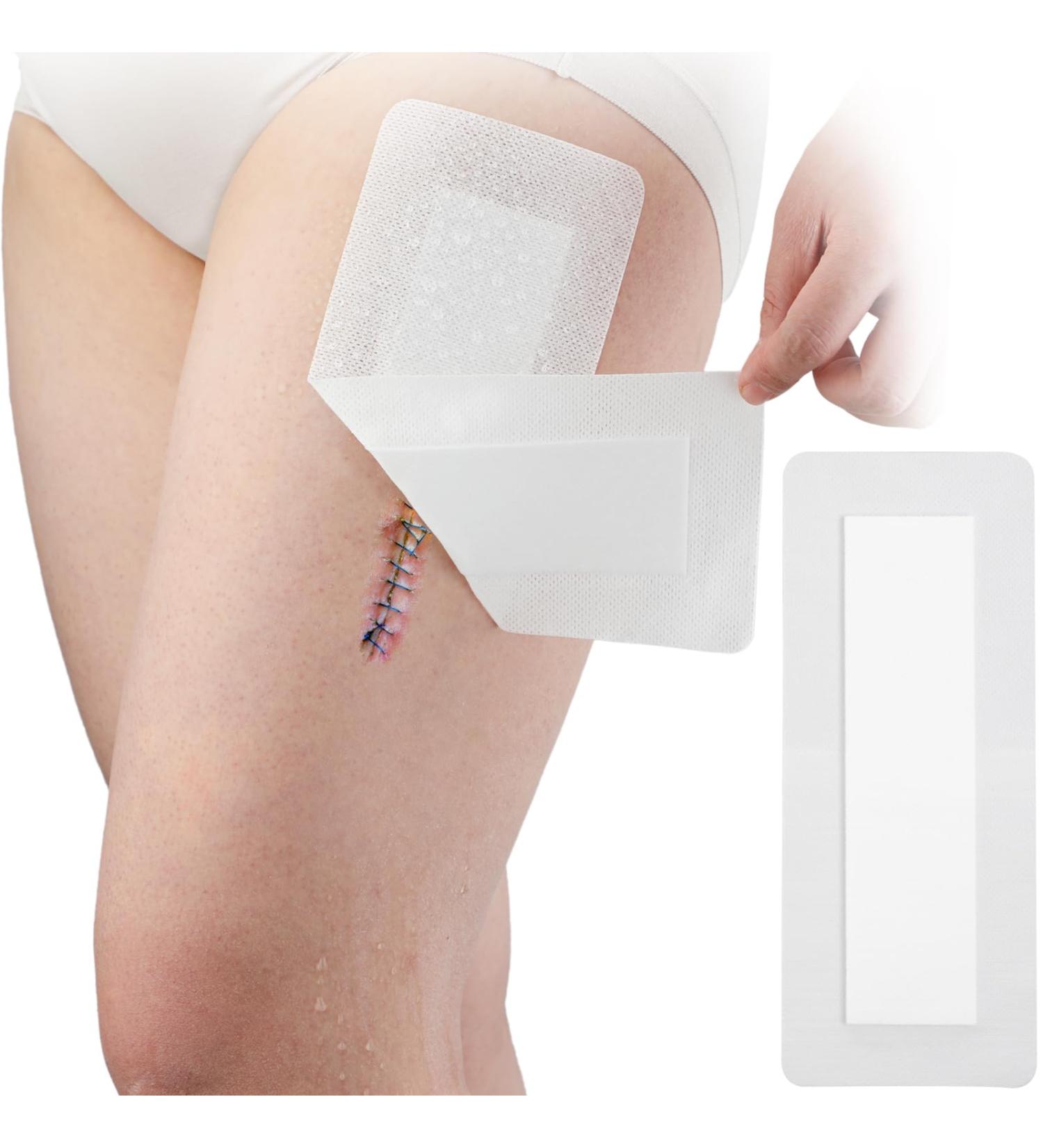 Waterproof Adhesive Island Wound Dressings - Breathable Bordered Gauze for Knee Replacement | Non-Stick Bandage Patches (4x12 Inches Pack of 10) - Ideal for Hip Shoulder Back Elbow & Abdominal Surgery - Buy Online on GoSupps.com