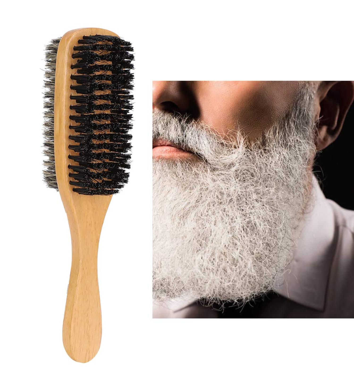 Premium Wooden Beard Brush & Face Hair Shaving Brush - Double-Sided with Wooden Handle | Ideal for Grooming Accessories - Buy Online on GoSupps.com