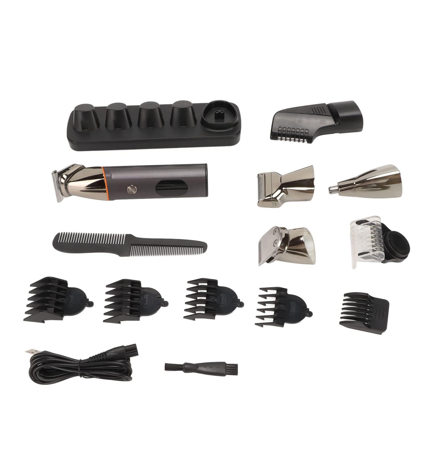 Qukaim Hair Trimmer Set Electric Hair Clipper Set with 6 Guide Combs for Men Waterproof Nose Hair Cutter and Eyebrow Grooming - Buy Online on GoSupps.com