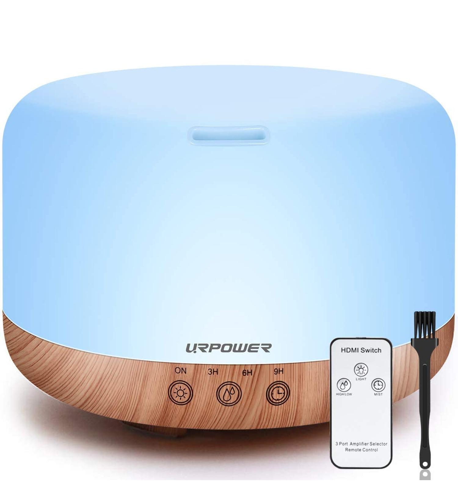 URPOWER 1000ml Essential Oil Diffuser with Remote Control - 5-in-1 Ultrasonic Aromatherapy Humidifier - Adjustable Mist Mode, 4 Timer Settings - 20 Hrs Runtime - Large Room, Study, Yoga, Spa - A-yellow - Buy Online on GoSupps.com