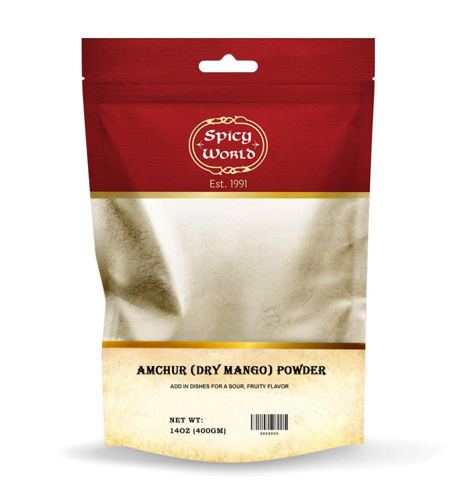 Spicy World Amchur (Dry Mango) Powder 400g (14oz) - Ground Spice from India | All Natural Vegan