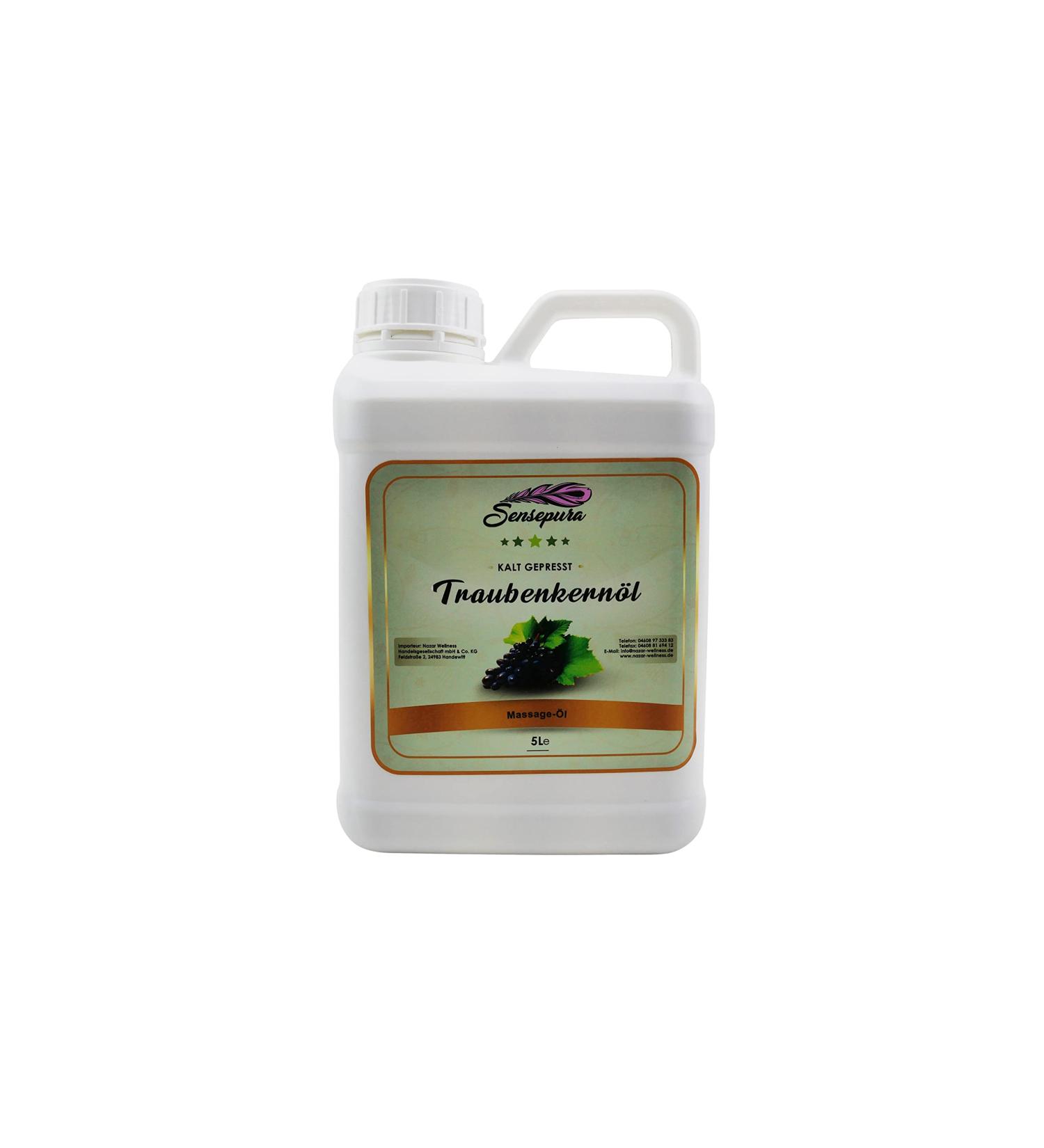 Grape seed oil cold pressed 5 liters for massages massage oil body oil massage product moisturizing and nourishing