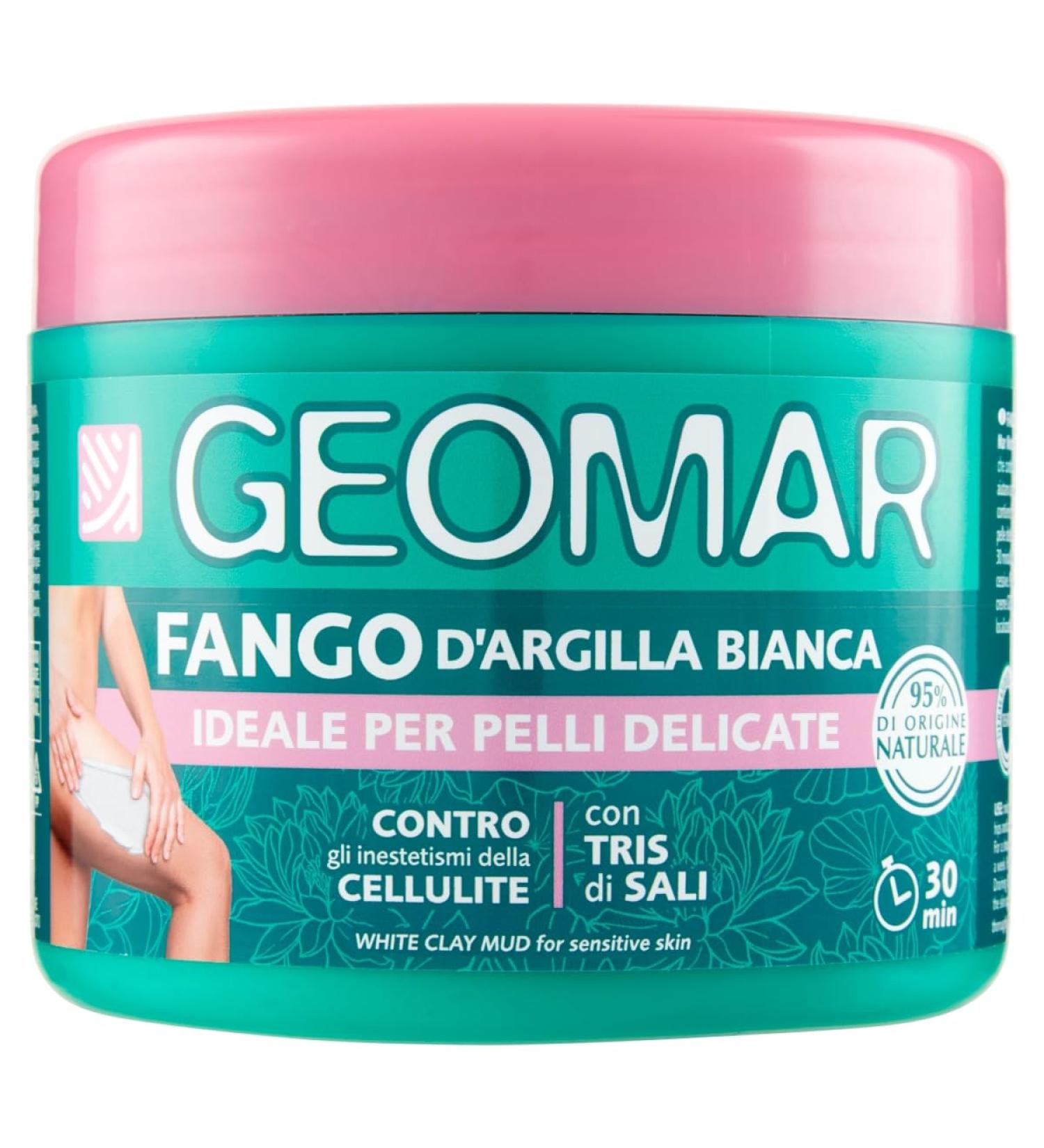 Geomar |White tonerde sludge against intellectual intentions sensitive skin 95% natural origin with tris salts (sea salt epsome and dead sea) made in Italy 600 g