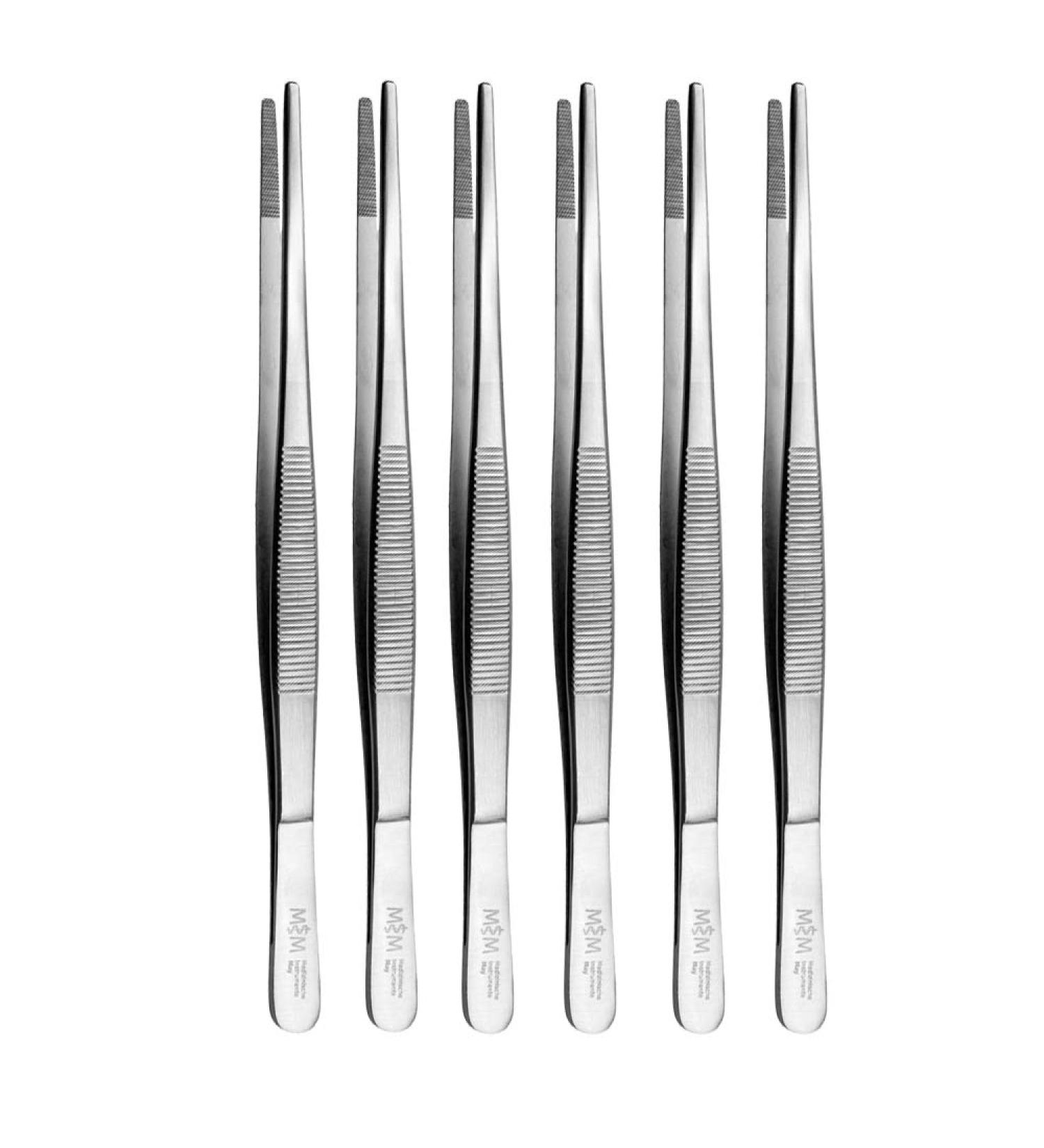6X Stainless Steel Terrarium Tweezers Set - 20cm Feeding Tongs - Straight Design for Easy Feeding & Maintenance - Buy Online on GoSupps.com