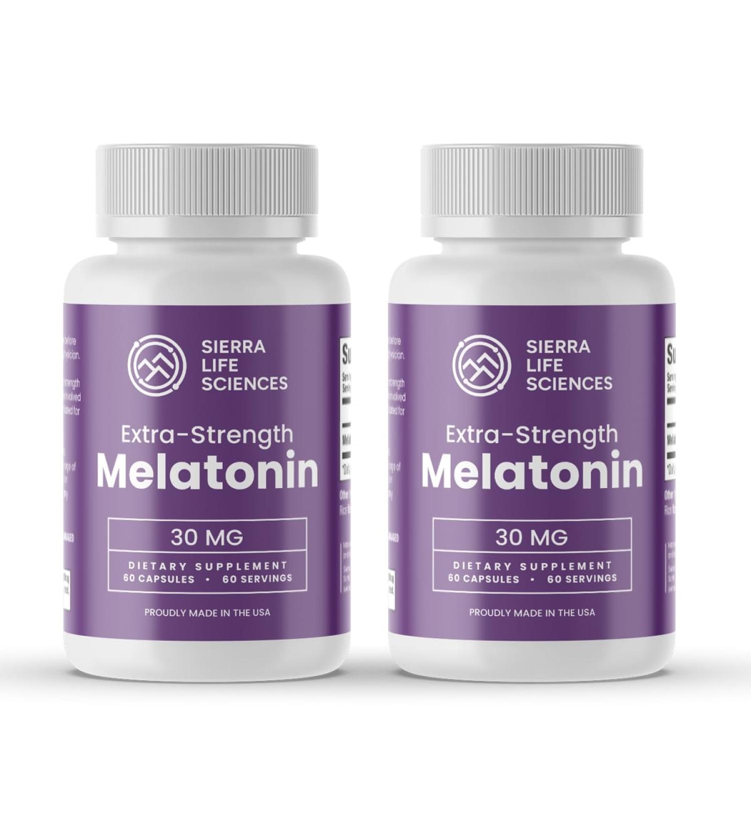SIERRA LIFE SCIENCES 30 mg High Dosage Melatonin in Easy-to-Swallow Capsules - 120 Servings - Buy Online on GoSupps.com