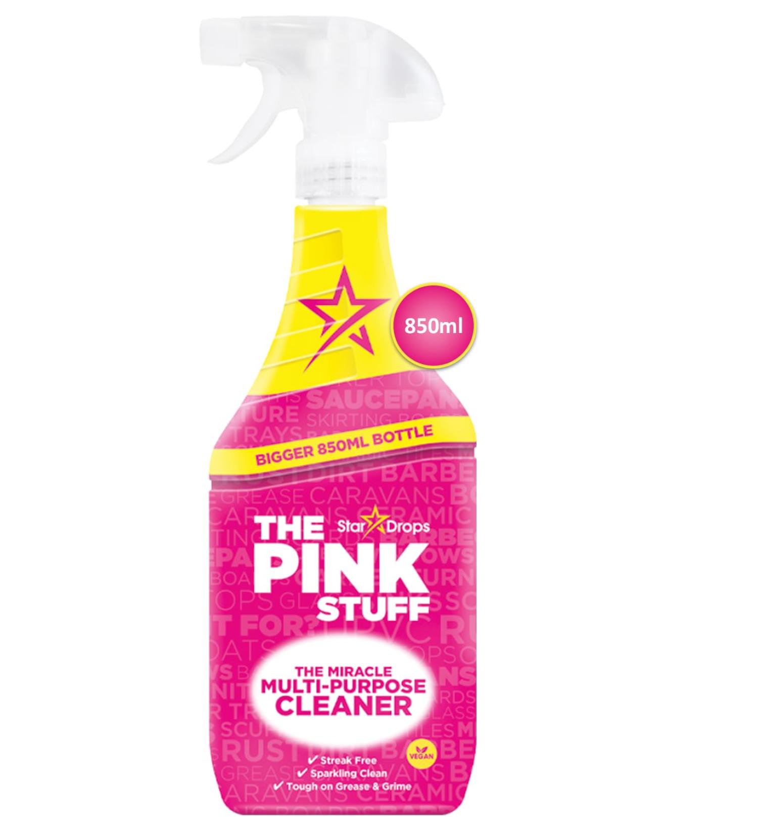 850ml The Pink Stuff Multipurpose Miracle Cleaning Spray Trigger for Bathroom Grime and Grease Stains - Foam Gel Cleaner with Non-Scratch Sponge for Cleansing and Shine