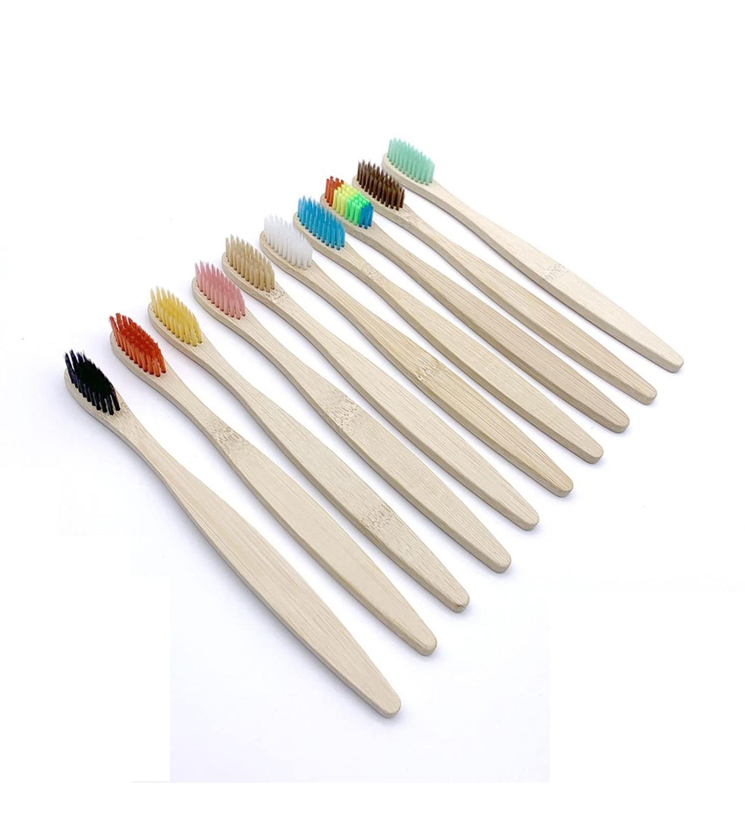 Buy Suicra 10-Piece Natural Mixed Color Biodegradable Toothbrush Set - Eco-Friendly Soft Bristle Oral Care - Buy Online on GoSupps.com