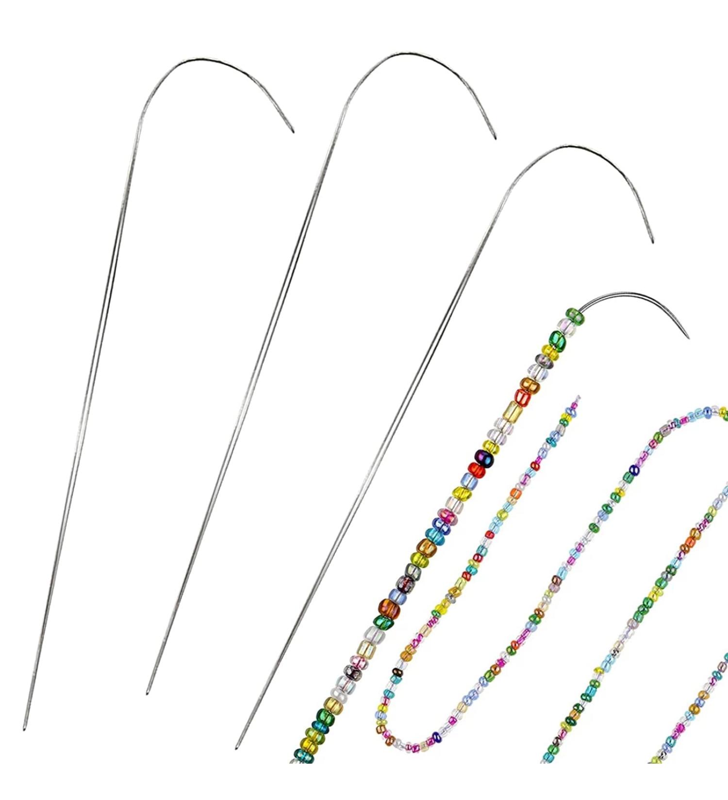 4PCS Large Eye Curved Beading Needles - Stainless Steel Bead Needle Set for Efficient Bead Stringing and Jewelry Making - Buy Online on GoSupps.com