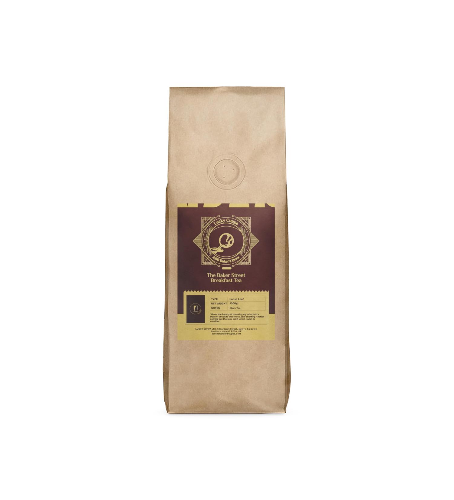 Lucky Cuppa's "221b Bakers Brew" Baker Street Breakfast Loose Leaf Bag - Decaf Loose Tea - Premium Decaf Tea for Tea Lovers - Sherlock Holmes Tea Gifts - 1kg - Buy Online on GoSupps.com