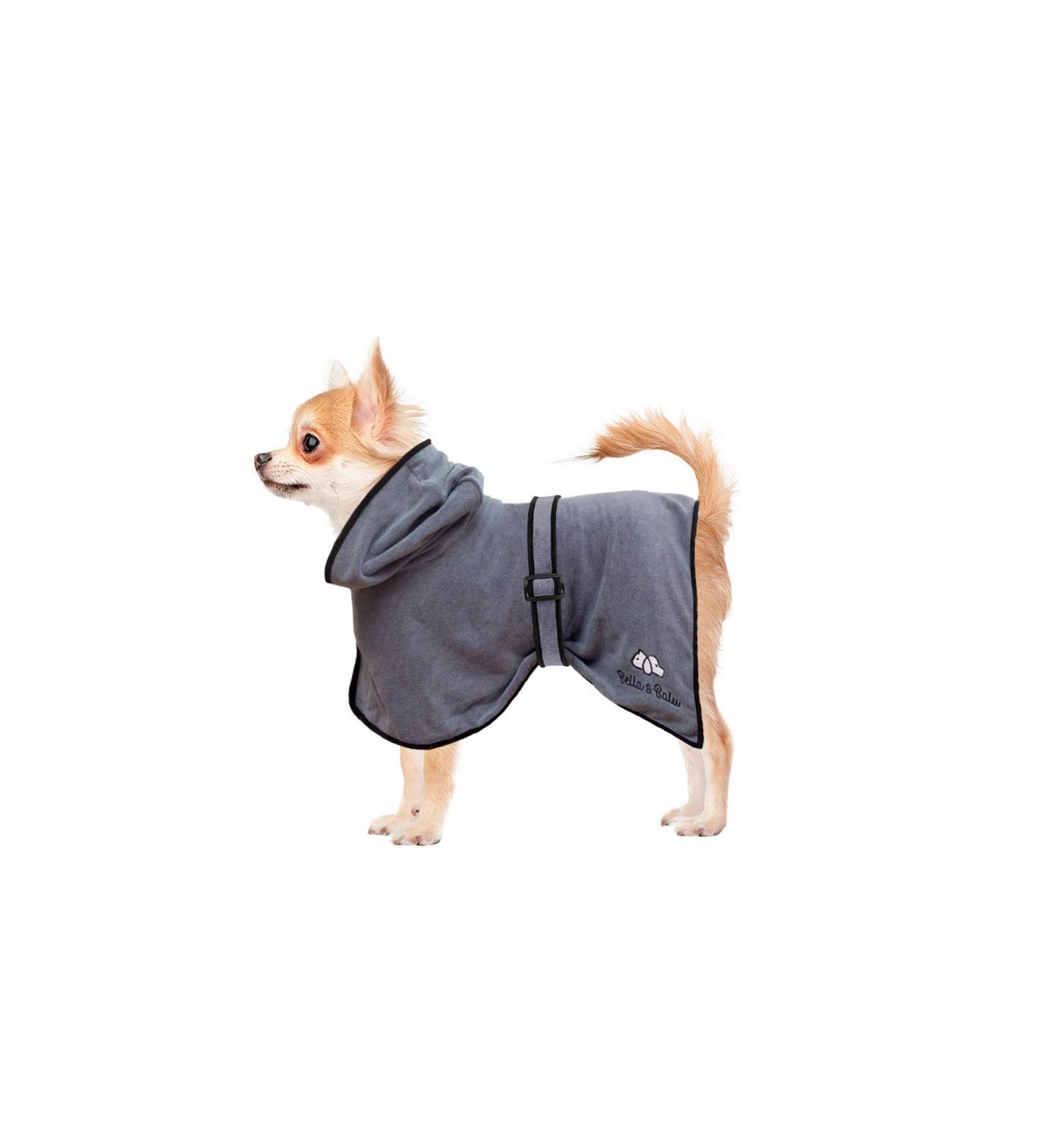 Bella & Balu Dog Bathrobe - Absorbent Microfiber Towel for XS Dogs | Perfect for Swimming & Rain - Gray - Buy Online on GoSupps.com