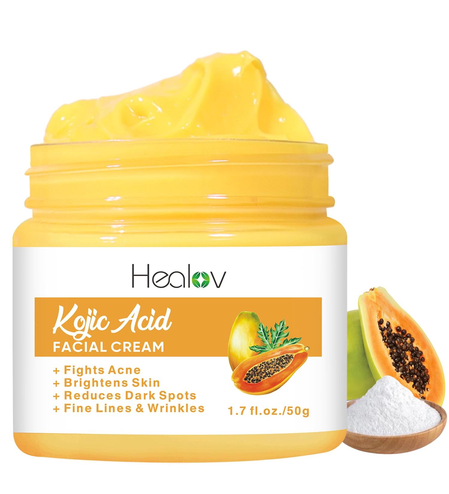 Kojic Acid Cream Skin Brightening Cream for Age Spots Hyperpigmentation Intimate Areas Dark Spot Remover Reduces Acne Scars and Evens Tone Kojic Acid Lotion for Brighter Glowing Look - Buy Online on GoSupps.com