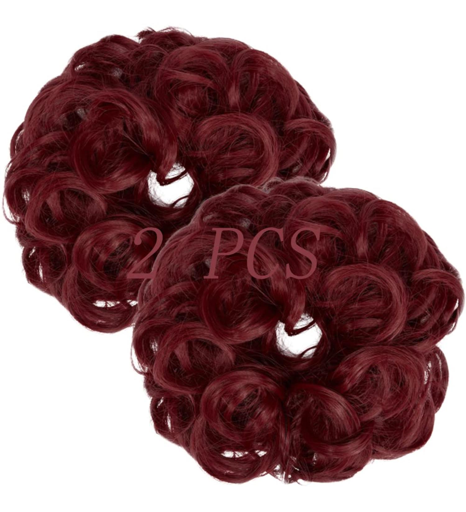 Dark Red Messy Bun Hair Piece Set for Women - Thick Updo Scrunchies Ponytail Hair Extension Accessories (2 PCS) - Buy Online on GoSupps.com