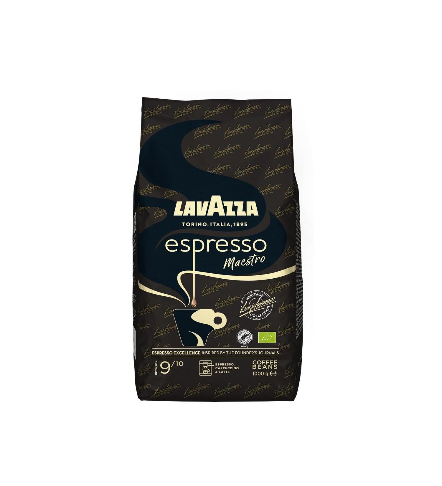 LAVAZAA Caf en Grains Espresso Intense Ar me Authentique Italien Bio Paquet 1Kg