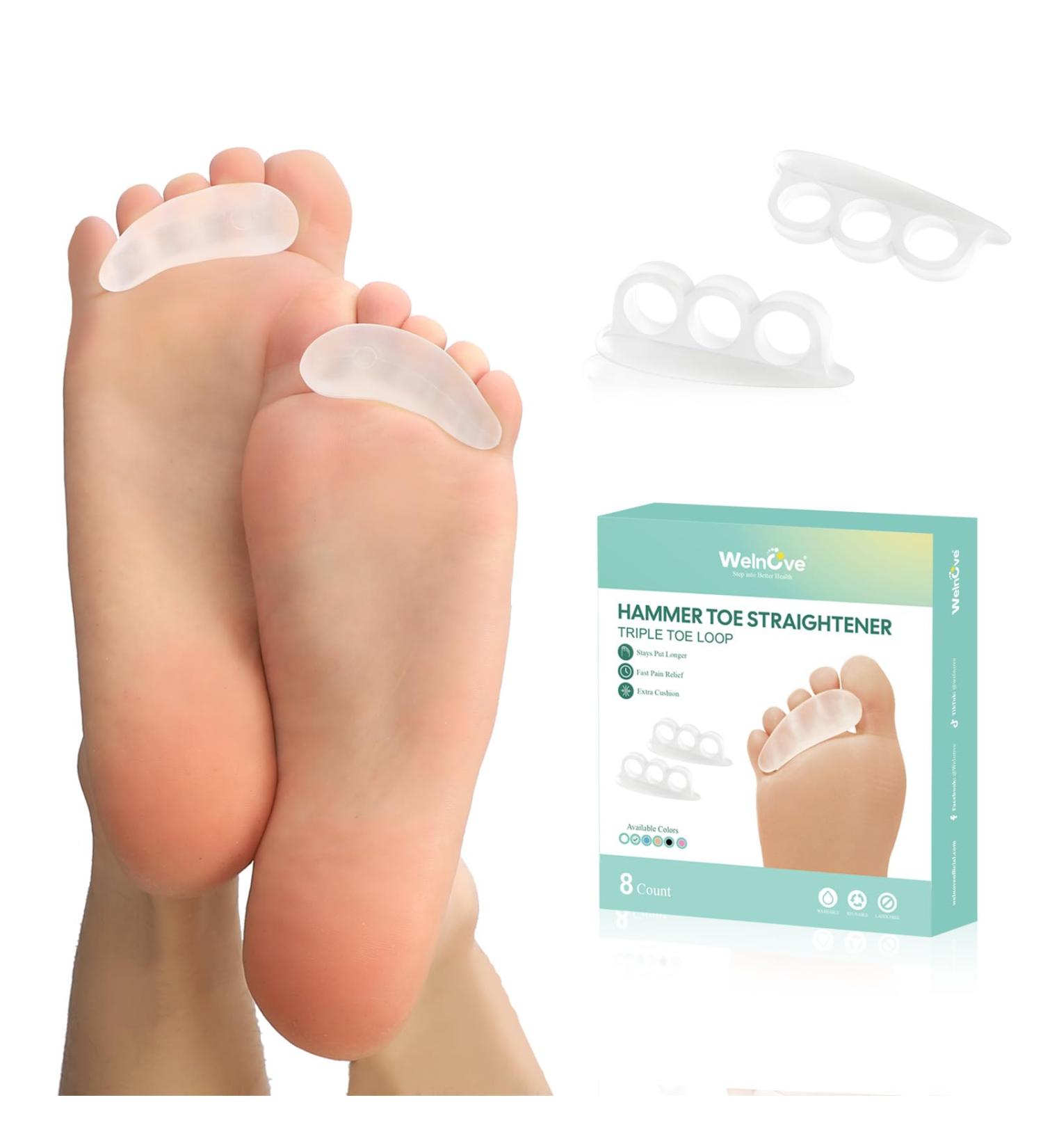 Welnove Hammer Toe Straightener & Corrector for Women - 8 Pcs Soft Cushions for Bent & Crooked Toes - Adjustable 3 Loop Design - Buy Online on GoSupps.com
