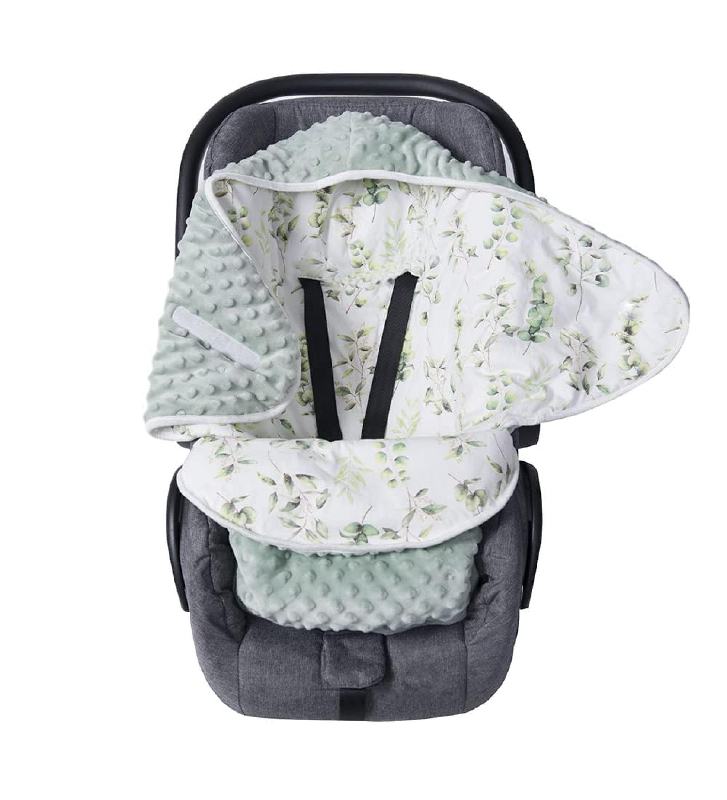 Ultra Thick Swaddle Blanket with Hat | Newborn Bunting Bag for Stroller, Baby Carrier, High Chair | Green Leaves Print | 0-6 Months - Buy Online on GoSupps.com