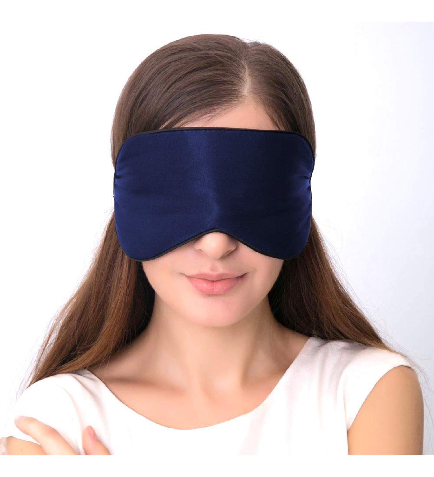 Silk Sleep Mask & Blindfold Soft Eye Mask with Adjustable Head Strap Deep Rest Eye Masks for Sleeping Night Eyeshade Eye Cover for Travel Shift Work & Meditation (Deep Blue) - Buy Online on GoSupps.com