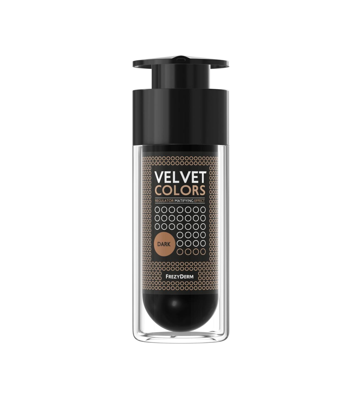 Frezyderm Velvet Colors Makeup Mat dark foundation 30 ml natural matte finish hides imitation wrinkles dark circles for acne oily and sensitive skin - Buy Online on GoSupps.com