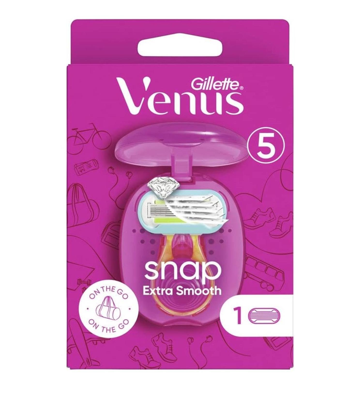 Venus Extra Smooth Snap Women's Razor Pink Compact and Portable Razor With Case 1 x Razor OFFICIAL  - Buy Online on GoSupps.com