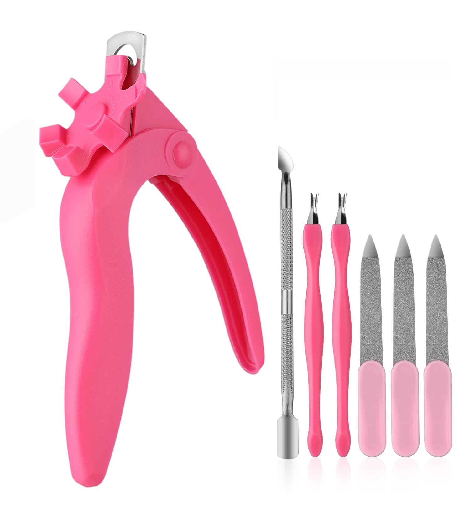 Adjustable Acrylic Nail Clipper - Stainless Steel Tip Cutter with Recycling Function - Rose Red - Buy Online on GoSupps.com