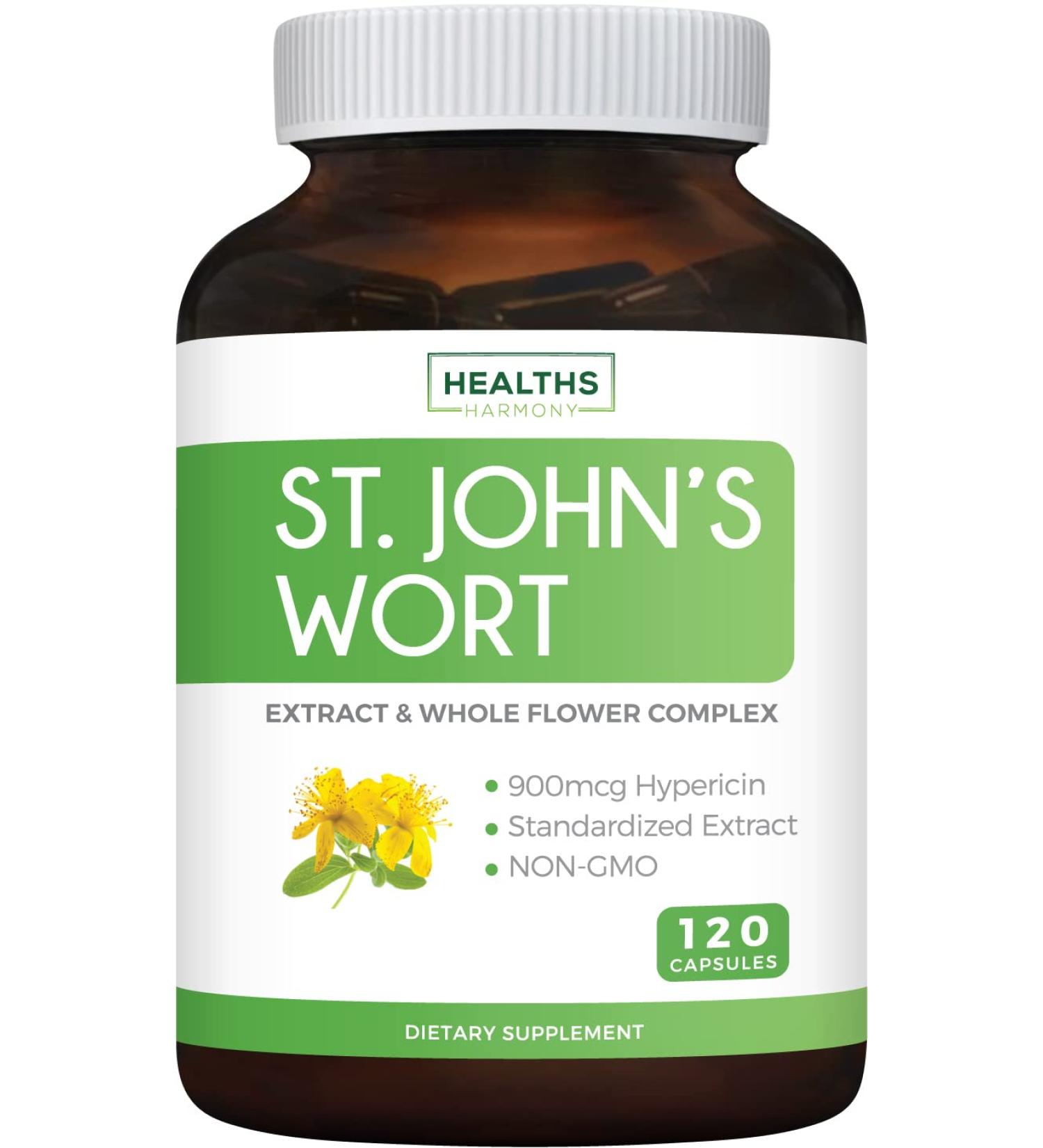 St. John's Wort 900mcg Hypericin - 120 Capsules | Non-GMO Extract Supplement 500mg - Oil-Free Formula - Buy Online on GoSupps.com