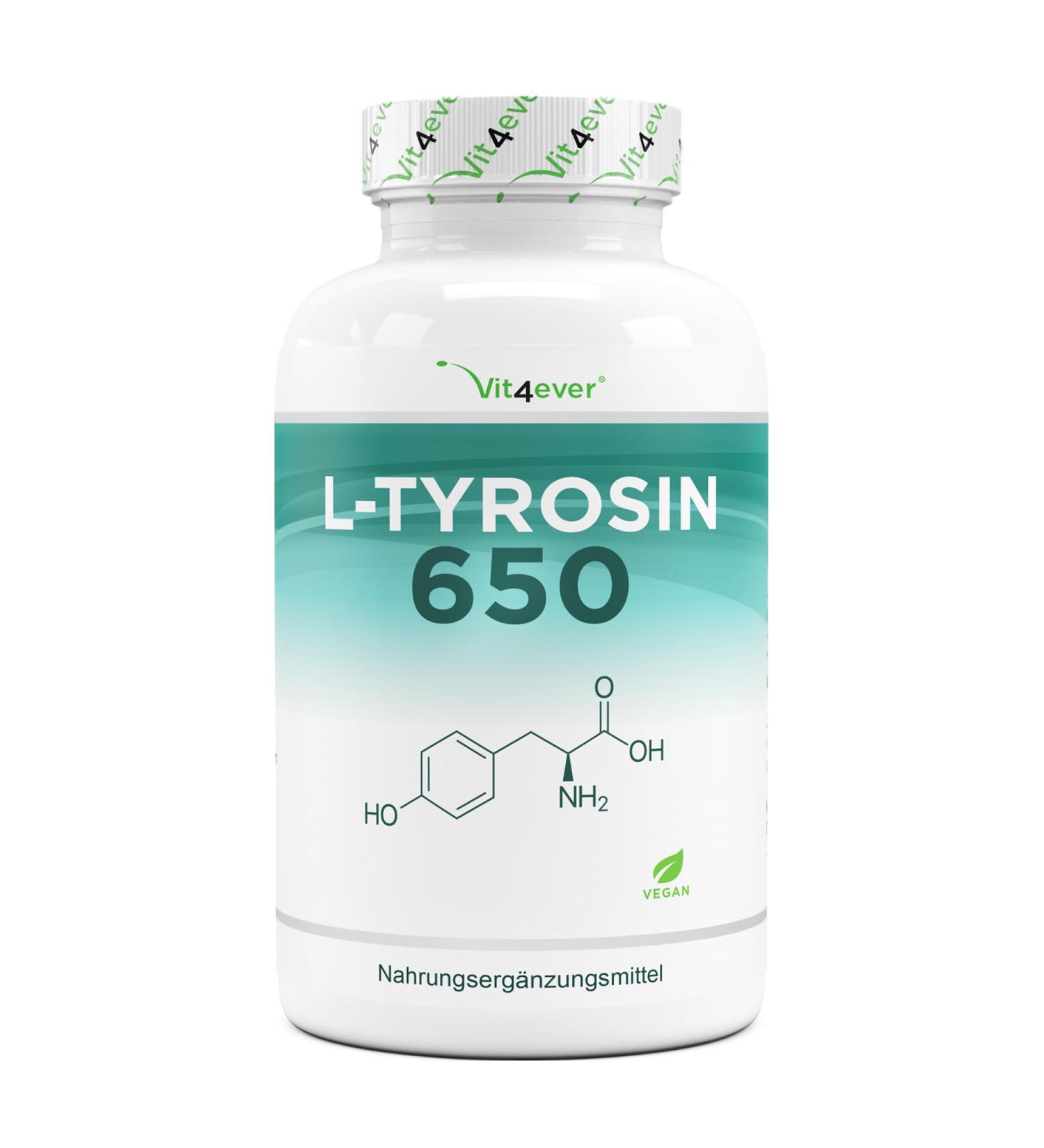 L-Tyrosine - 240 capsules - 1300 mg per daily serving - 4 months supply - Vegan - High dosage - Amino acid - Buy Online on GoSupps.com